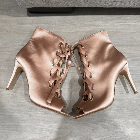 INC Rose Gold/Pink Lace Heels- Satin Fabric-Size 10 - Picture 7 of 13